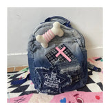 Boxtoday Gift Vintage Grunge Denim Backpacks Women Patchwork Large Capacity Y2k Mochila School Bag Ladies Harajuku Backpack Aesthetic