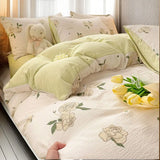 Boxtoday Pastoral Style Duvet Set Bedding Set Small Floral Duvet Cover Warm Thickened Washed Cotton Bedclothes and Bed Sheet Pillowcase