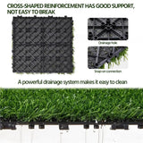 Boxtoday 27PCS Artificial Grass Tile Flooring Decor, Green, 12" X 12"Interlocking Turf Tile Artificial Grass Decor