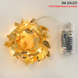 Boxtoday 2M 20LED Golden Leaves String Fairy Lights For Wedding Birthday Party Decoration Home Garden Artificial Plant Garland Vine Light