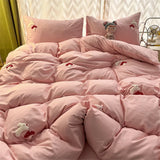 Boxtoday Embroidery Bedding Set Skin Friendly Fabric King Size Single Double Bed Set Home Duvet Cover Quilt Cover Pillowcase Bed Linens