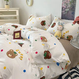 Boxtoday Fashion Duvet Cover Set with Flat Sheet Pillowcase Floral Cartoon Queen Single Size Cute Boy Girl Kids Home Decor Bed Linens