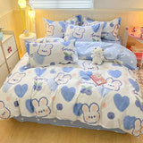 Boxtoday Kids Duvet Cover Set No Filler Cute Rabbit Flat Sheet Pillowcases Girls Boys Twin Queen Size Dormitory Home Soft Bedding Set