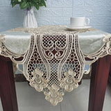 Boxtoday Luxury European Crochet Stitching Velvet Fabric Square Tablecloth Table Mat Set Tableware Oven Air Conditioner Dust Cover Cloth