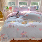 Boxtoday Sanrio Kids Bedding Set Kuromi Cinnamoroll Mymelody Duvet Cover Bed Sheet Pillowcase Bedsheet Double Single King Queen Twin Size