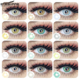 Boxtoday  2PCS Color Contact Lenses For Eyes Brail Girl Colored Lenses Blue Green Multicolored Lenses Contact Lens Beauty Makeup