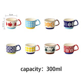 Boxtoday 300ml Japanese Flower Coffee Mug Set Retro Ceramic Milk Oats Mug Office Water Handgrip Cup Kitchen Party Drinkware Set