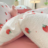 Boxtoday Korean Style Seersucker  Washed cotton Bedding Set  Girls Twin Queen Size Duvet Cover   Bed Linens Kids Fashion