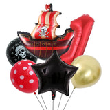 Boxtoday 6pcs Pirate Theme Red And Black Pirate Ship Foil Balloons Halloween Kids Happy Birthday Party Baby Shower Decorations Supplies