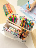 Boxtoday Desktop Pen Holder Large Capacity Cute Marker Pen Stationery Storage Box Creative Cartoon Pencil Holder Ins Desktop Organizer