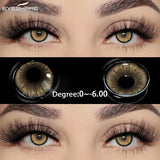 Boxtoday  1Pair/2Pcs Myopia Lenses Colored Contact Lenses with Prescription Lenses Natural Brown Eye Lens Gray Pupils Lens Yearly