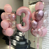 Boxtoday 21pcs Pink 40inch Number Foil Latex Balloons Happy Birthday Party Decorations Kids Girl Baby 1 2 3 4 5 6 7 8 9 Year Old Supplies