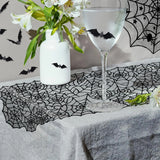 Boxtoday Halloween Decorations Tablecloth Runner Black Lace Round Spider Cobweb Table Cover Fireplace Mantel Scarf Spiderweb Fireplace