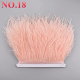 Boxtoday 10Meters Ostrich Feathers on Tape Ribbon 10-15cm 4-6" Fringe Clothes Sewing Trimmings White Trim Dress Skirt Wedding Accessories