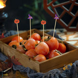 Boxtoday 50/100Pcs Halloween Disposable Fruit Skewer Pumpkin Ghost Fruit Fork Dessert Cocktail Cake Decoration Halloween Party Supplies