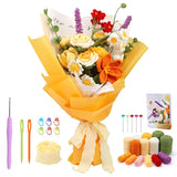 Boxtoday Crochet Bouquet of Flowers Kit With Instruction Knitting Yarn Thread Needles Hooks Easy Knit Accessories Set DIY Craft