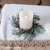 Boxtoday Christmas Candlestick Wreath Artificial Flowers Garland Candle Ring Xmas Table Decoration Candle Holder Wreath Xmas Home Decor