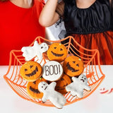 Boxtoday Halloween Candy Basket Black Orange Spider Web Bowl Biscuit Packaging Basket Fruit Plate Trick or Treat Decoration Halloween