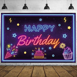 Boxtoday Birthday Banner Print Glowing Photographic Background Celebration-Ready Fluorescence Backdrop for Photography Props