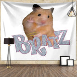 Boxtoday I'm Strong RATZ Pink Mouse Meme Funny Pattern Large Fabric Wall Tapestry Kawaii Room Decor Background Cloth Decoration Blanket