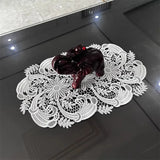 Boxtoday Chinese classic embroidery crochet hollow process oval tablecloth table mat set kitchen living room storage cabinet dust decor