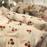 Boxtoday Ins Pink Flowers Bedding Set Flat Bed Sheet Duvet Cover Twin Full Queen Nordic Bed Linen Boy Girl Bedding Sets Flower Cherry