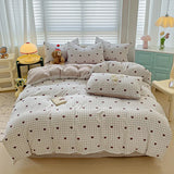 Boxtoday Washed Cotton Love Print Bedding Set with Pillowcase bed sheet Single Full Size Bed Linen Duvet Cover Set Queen/King Double Size