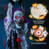 Boxtoday Light Up Halloween Animatronics Hanging Decor Luminous Screaming Horror Clown Sound&Touch Activated Props For Outdoor Yard Decor