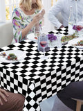 Boxtoday 137x274cm Party F1 race black and white checkered tablecloth Waterproof and stain-proof disposable tablecloth