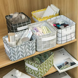 Boxtoday Foldable Storage Box Dormitory Sundries Storage Box Household Cotton Linen Fabric Desktop Storage Basket Cosmetic Organizer