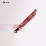 Boxtoday 12pcs/lot Halloween Plastic Blood Knife Tools Sets Horror Spooky Haunted House Hanging Knife Garland Banner