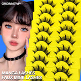 Boxtoday Manga Lashes 5/7/9 Pairs Eyelashes Faux Mink Eyelashes Extension Natural False Eyelashes Full Strip Lashes Band Makeup