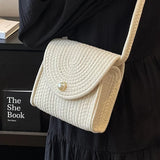 Boxtoday Gift Summer New Straw Small Square Bag Fashion Pearl All-match Colorful Dot Crossbody Bag Women's Popular Braided Handmade Beach Bag