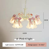 Boxtoday Sweet Princess Room Chandeliers Pink Bow Glass Lamps Modern Romantic Warm Children's Living Room Girl Bedroom Decor Chandelier