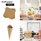 Boxtoday 30pcs Kraft Paper Wedding Confetti Cones DIY Fake Flower Holder Wedding Paper Cone Gift Wrapping Paper Wedding Party Decor