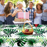 Boxtoday 137x274cm Disposable Tablecloth PE Green Palm Leaves Outdoor Picnic Party Tablecover School Day Housewarming Party Decorations