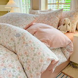 Boxtoday Floral Bedding Set 2025 New No Filler Duvet Cover Flat Sheet Pillowcases Pink Green Twin Queen Size Comforter Cover Set