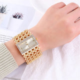 Boxtoday W29 New Watch For Women Fashion Light luxury Square Diamond Quartz Watches Clock Lady's Gold Stainless Steel Bracelet