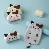 Boxtoday Cartoon Kitten Hand Towels Hanging Coral Velvet Absorbent Hand Towel Reusable Cat Embroidery Kitchen Bathroom Microfiber Towels