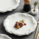 Boxtoday Rockpattern skirt plate vegetable plate household ceramic flat plate shallow plate new hotel tableware ins wind swing plate