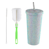 Boxtoday Bling Thermal Bottle 750ml Glitter Diamond Bottle Tumbler Lid Water Water Diamond Bottle With Straw Glitter With Cleaning Brush