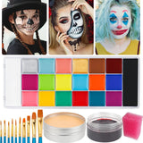 Boxtoday 12 Face Painting Kit Body Makeup & 3 Colors Loose Powder Non Toxic Water Paint Oil with Brush Painting Halloween Cosplay Party