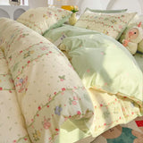 Boxtoday Floral Bedding Set 2025 New No Filler Duvet Cover Flat Sheet Pillowcases Pink Green Twin Queen Size Comforter Cover Set