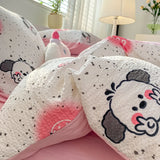 Boxtoday Korean Style Seersucker  Washed cotton Bedding Set  Girls Twin Queen Size Duvet Cover   Bed Linens Kids Fashion