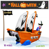 Boxtoday Halloween Inflatable Pirate Ship and Pirate Skeleton10FT Length,Inflatables Built-in 5 Leds and 4 RGB Lights for Halloween Decor