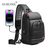 Boxtoday Gift EURCOOL Multifunction Men Chest Bag for 9.7"USB Backpack Charging Messenger Handbags Crossbody Shoulder Sling Male Bags Bolsas