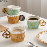 Boxtoday Creative Cookie Water Cup Cute Ceramic Mug Office Afternoon Tea Coffee Cup Home Breakfast Milk Cup Dessert Plate Drink Set