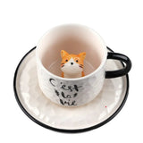 Boxtoday Cute kitten Ceramic cat Claw Cup Cup Bottom Animal Water cup Girl cat cup coffee three-dimensional cup