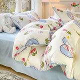 Boxtoday Pastoral Girls Flower Bedding Sets Soft Bed Linen Autumn Winter Quilt Cover Sheet and Pillowcases Simple Bedspread Home Textiles