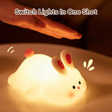 Boxtoday LED Cute Rabbit Silicone Lamp USB Rechargeable Timing Bedside Decor Light 3 Level Dimmable Breastfeeding Nursery Night Light